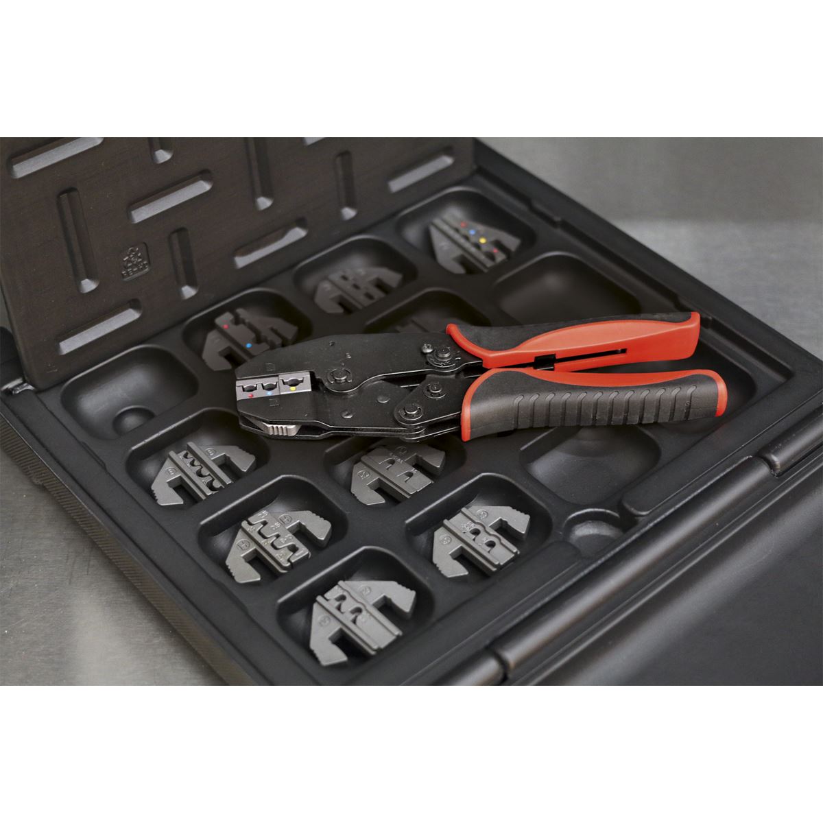 Sealey Ratchet Crimping Tool with Jaws and Storage Case AK3858COMBO