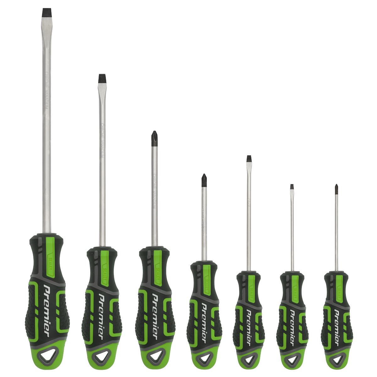 Sealey Screwdriver Set 7pc GripMAX® - Hi-Vis Green AK4321HV