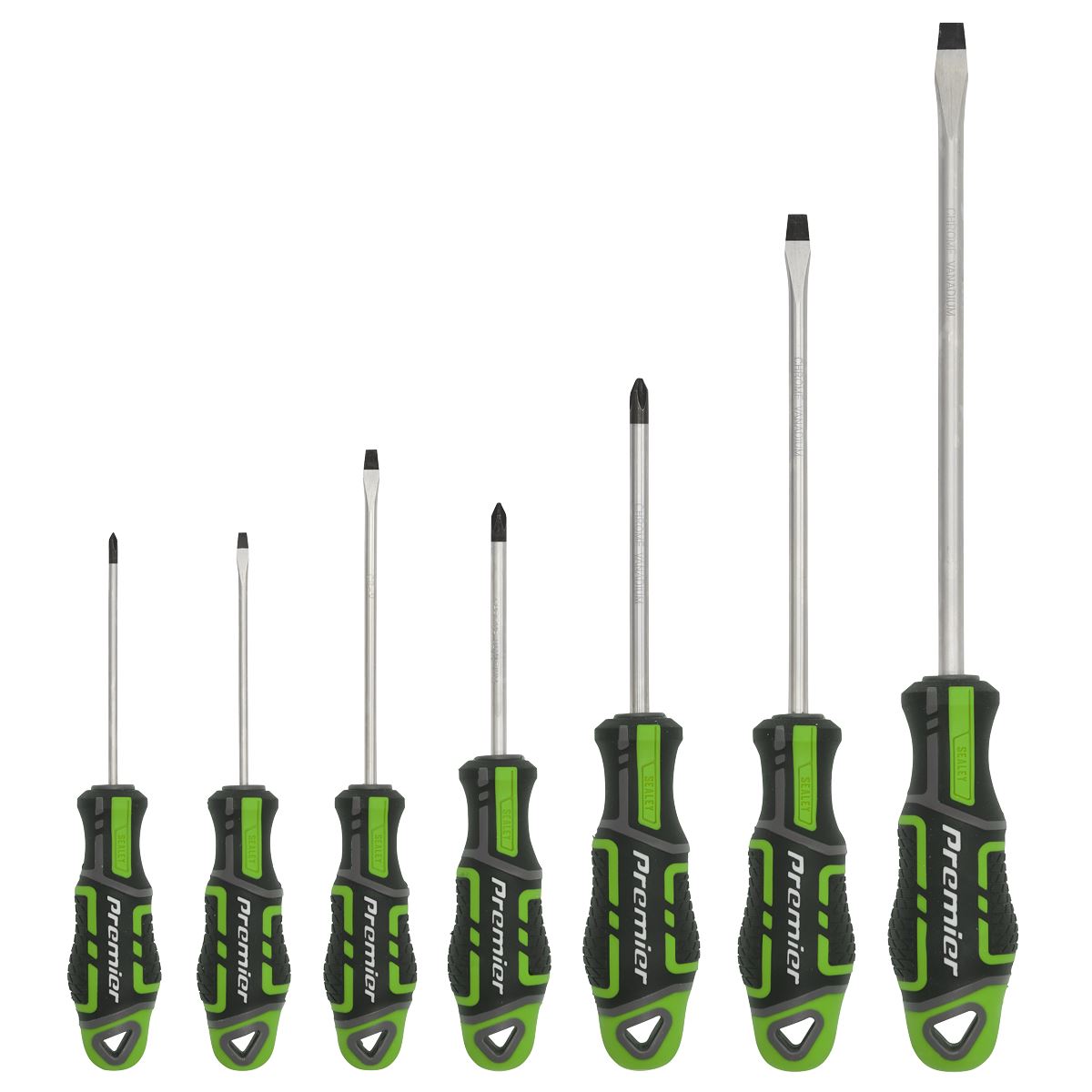 Sealey Screwdriver Set 7pc GripMAX® - Hi-Vis Green AK4321HV