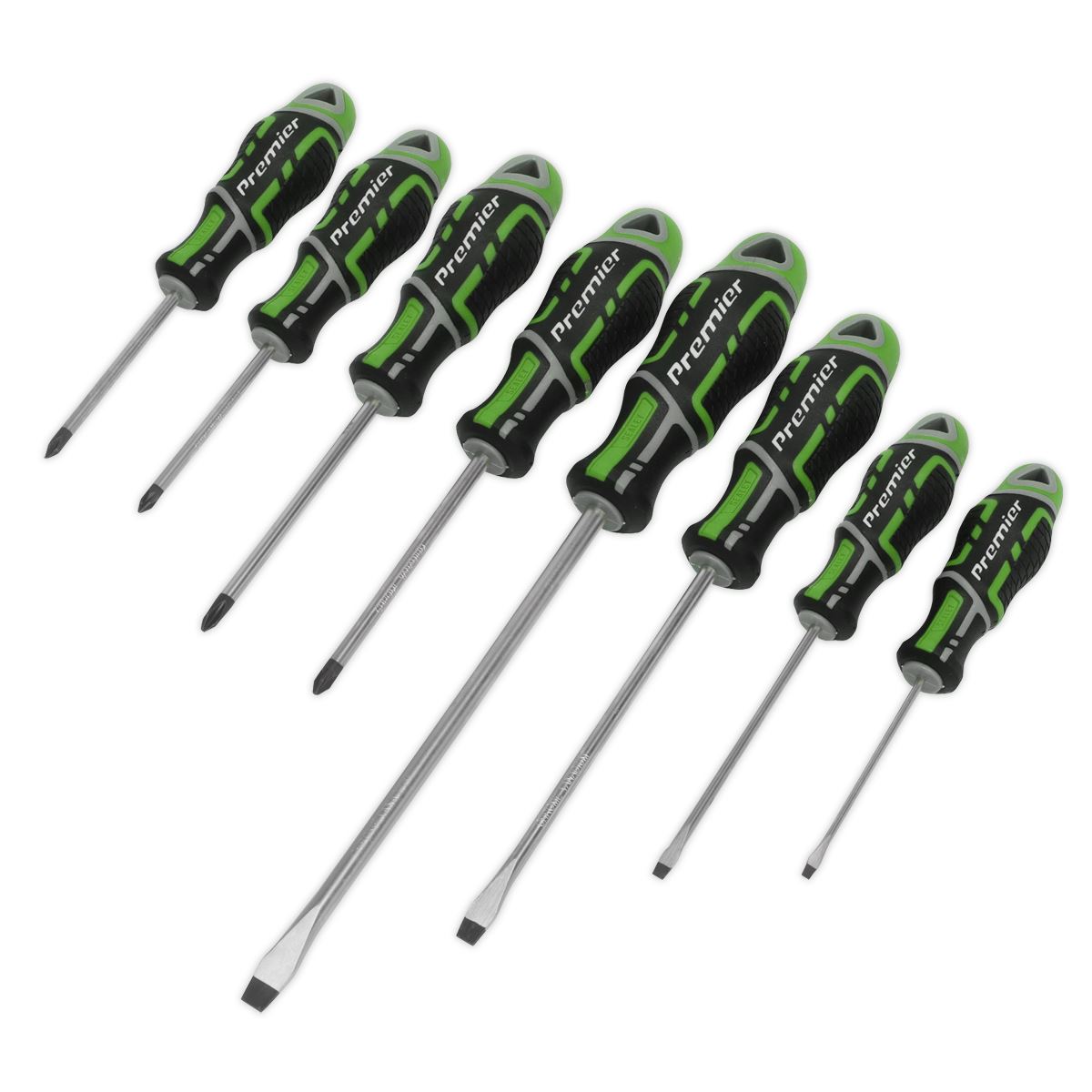 Sealey Screwdriver Set 8pc GripMAX® - Hi-Vis Green AK4322HV