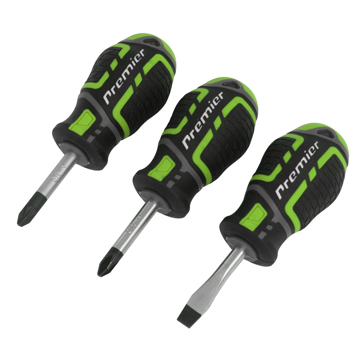 Sealey Screwdriver Set 3pc GripMAX® Stubby - Hi Vis AK4328HV