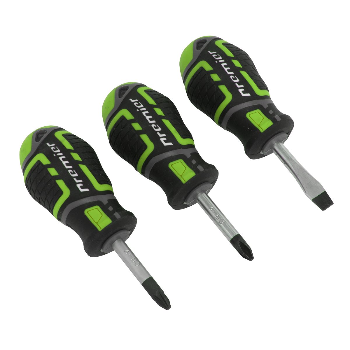 Sealey Screwdriver Set 3pc GripMAX® Stubby - Hi Vis AK4328HV