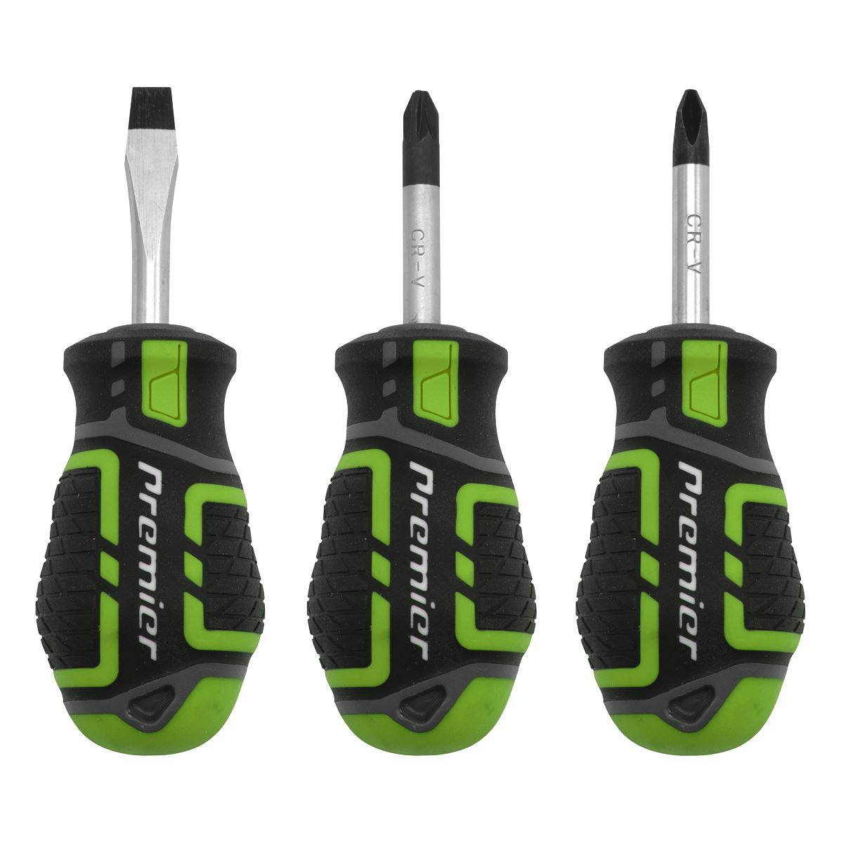 Sealey Screwdriver Set 3pc GripMAX® Stubby - Hi Vis AK4328HV