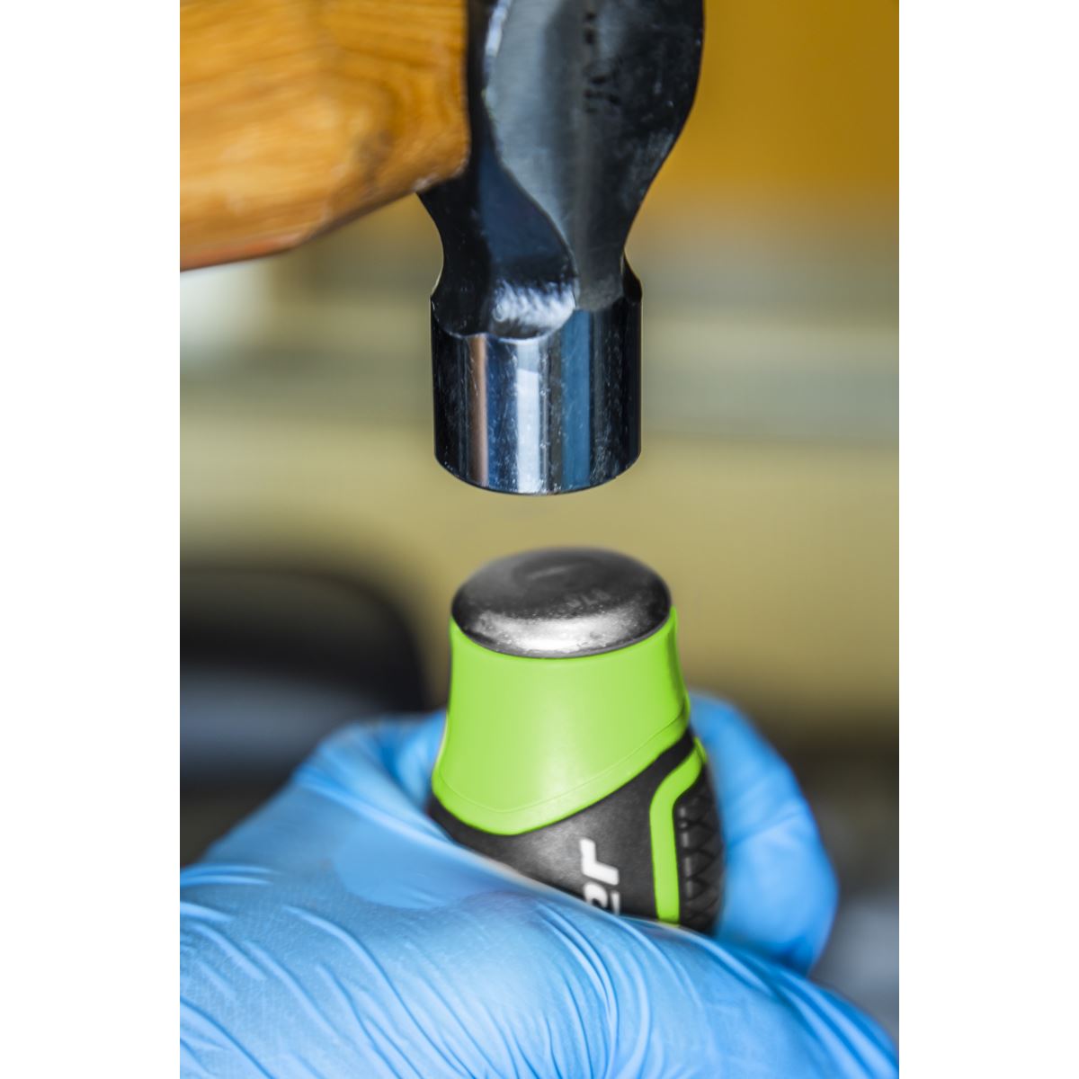 Sealey Extra-Long Hammer-Thru Screwdriver Set Hi-Vis Green 450mm 3pc AK4942HV