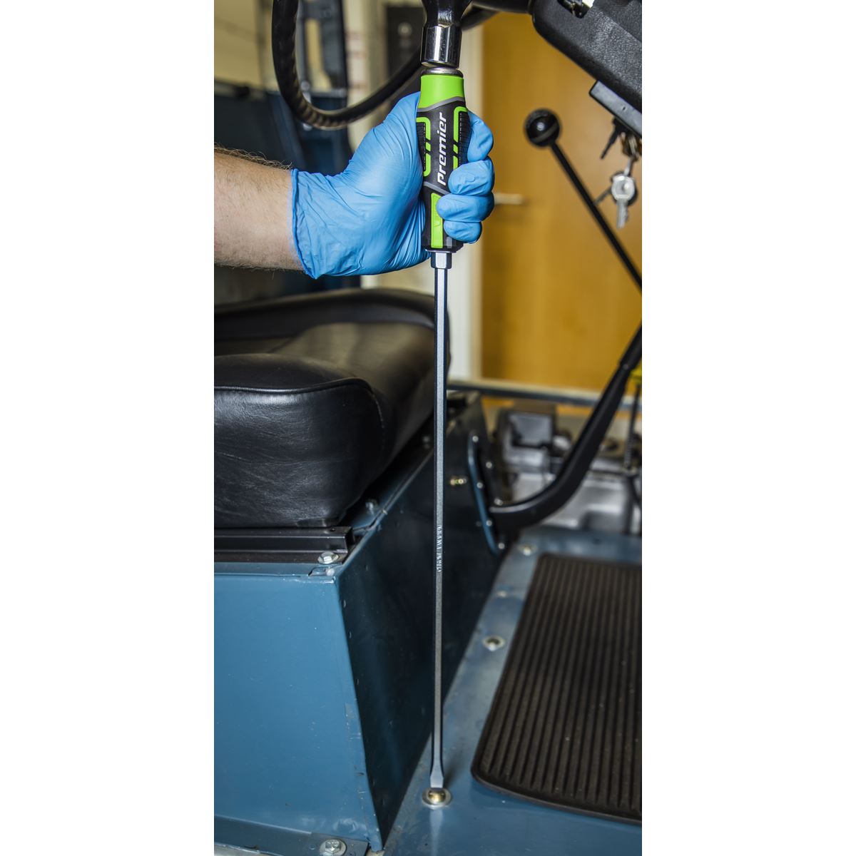 Sealey Extra-Long Hammer-Thru Screwdriver Set Hi-Vis Green 450mm 3pc AK4942HV
