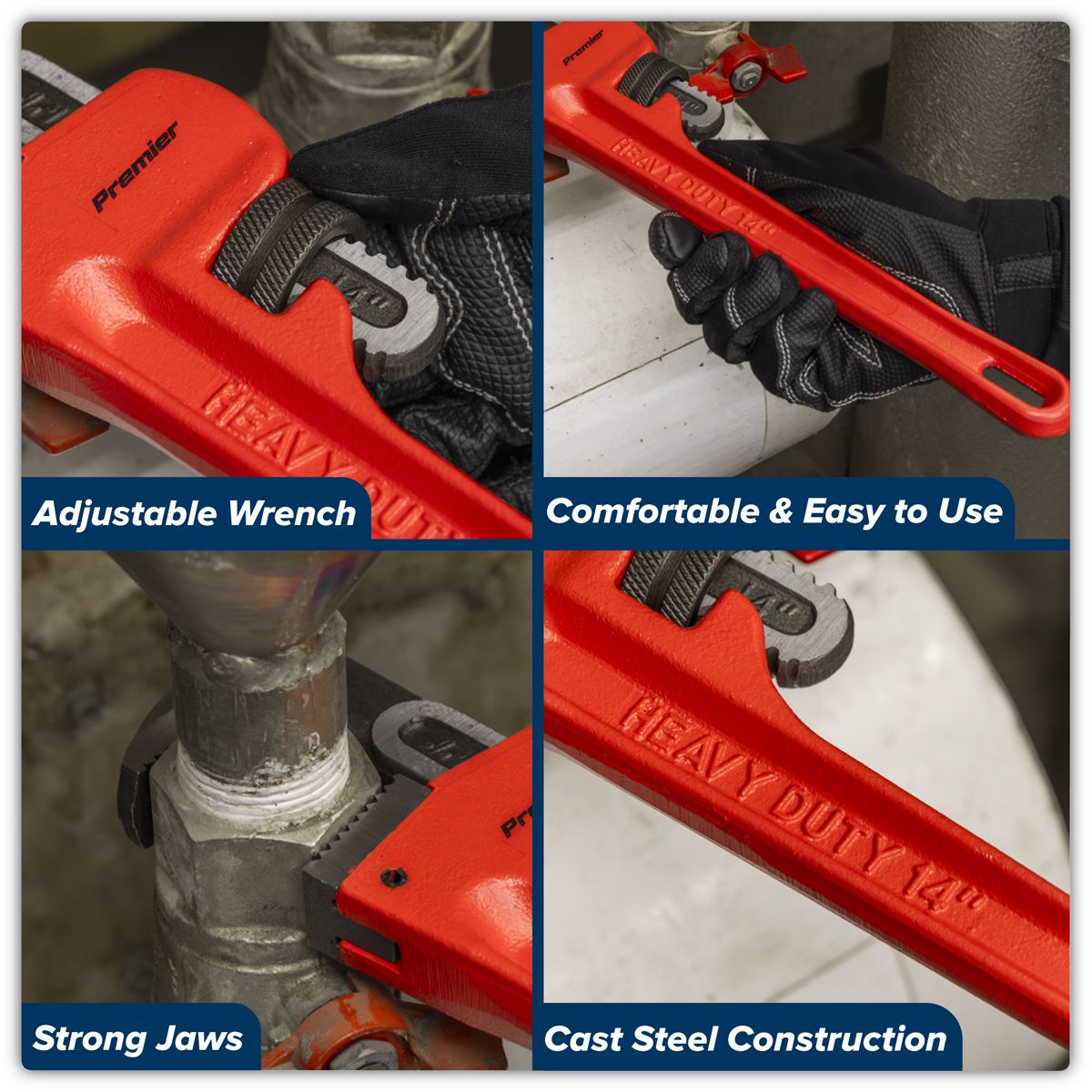 Sealey Pipe Wrench European Pattern 350mm Cast Steel AK5104
