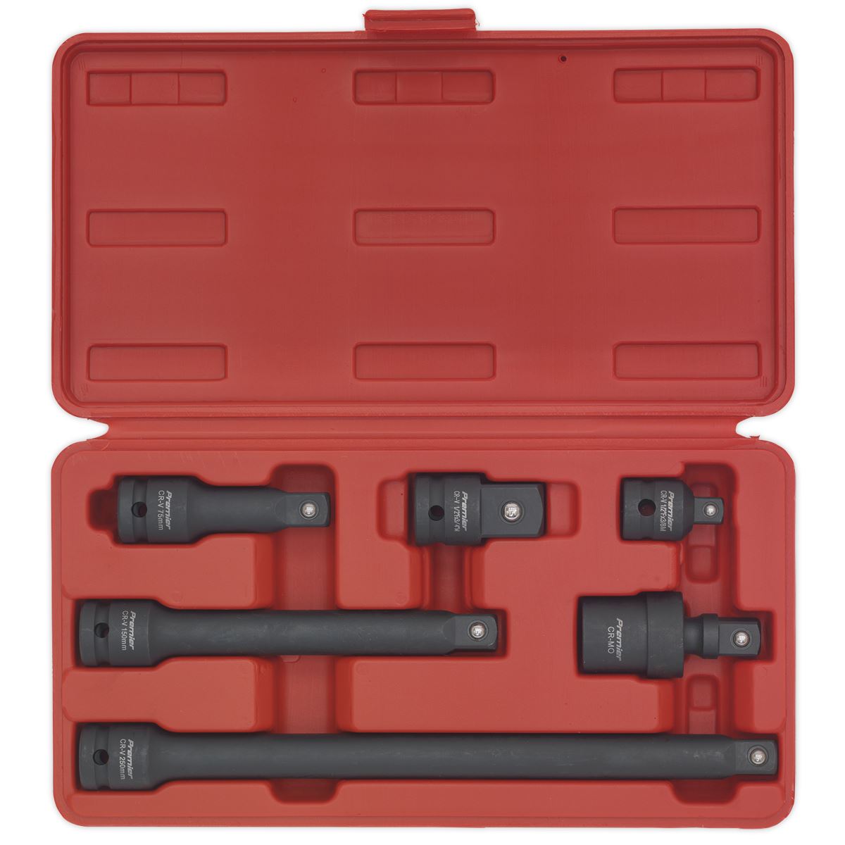 Sealey Impact Adaptor And Extension Bar Set 6pc 1/2"Sq Drive AK5514