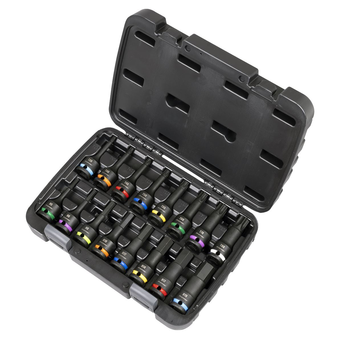 Sealey Premier Hex & Torx Star Impact Socket Bit Set 1/2"Sq Drive 16pc AK56005