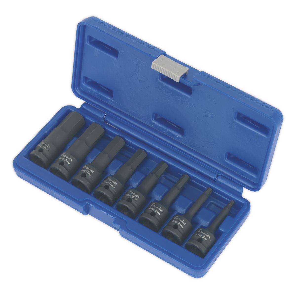 Sealey Impact Hex Socket Bit Set 8pc 1/2"Sq Drive AK5601