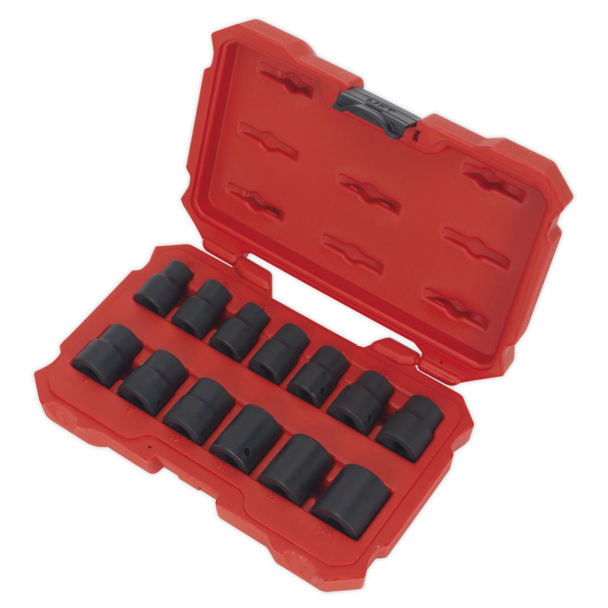 Sealey Metric Impact Socket Set 13pc 1/2"Sq Drive Lock-On 6pt Metric AK5616M