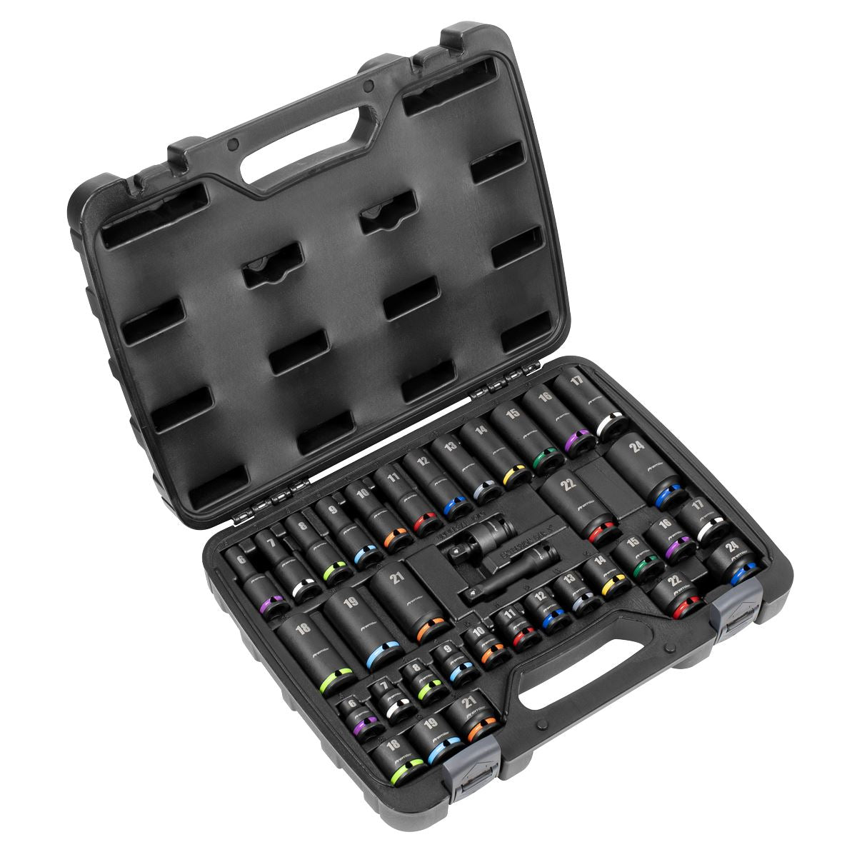 Sealey Metric Impact Socket Set 3/8"D 36pc Deep And Standard 6 Point AK5633M