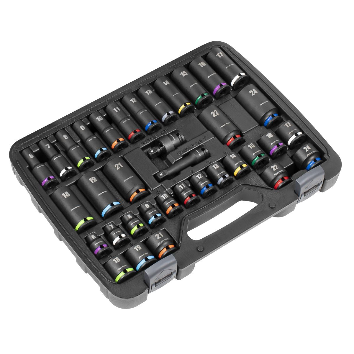 Sealey Metric Impact Socket Set 3/8"D 36pc Deep And Standard 6 Point AK5633M
