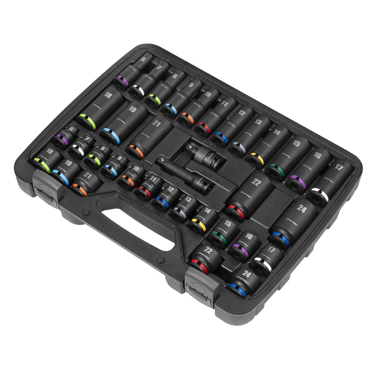 Sealey Metric Impact Socket Set 3/8"D 36pc Deep And Standard 6 Point AK5633M
