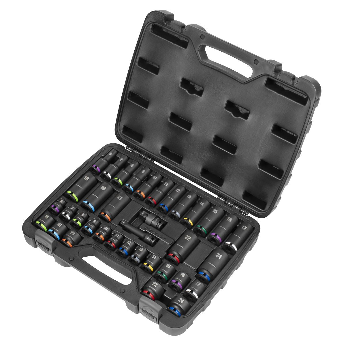 Sealey Metric Impact Socket Set 3/8"D 36pc Deep And Standard 6 Point AK5633M