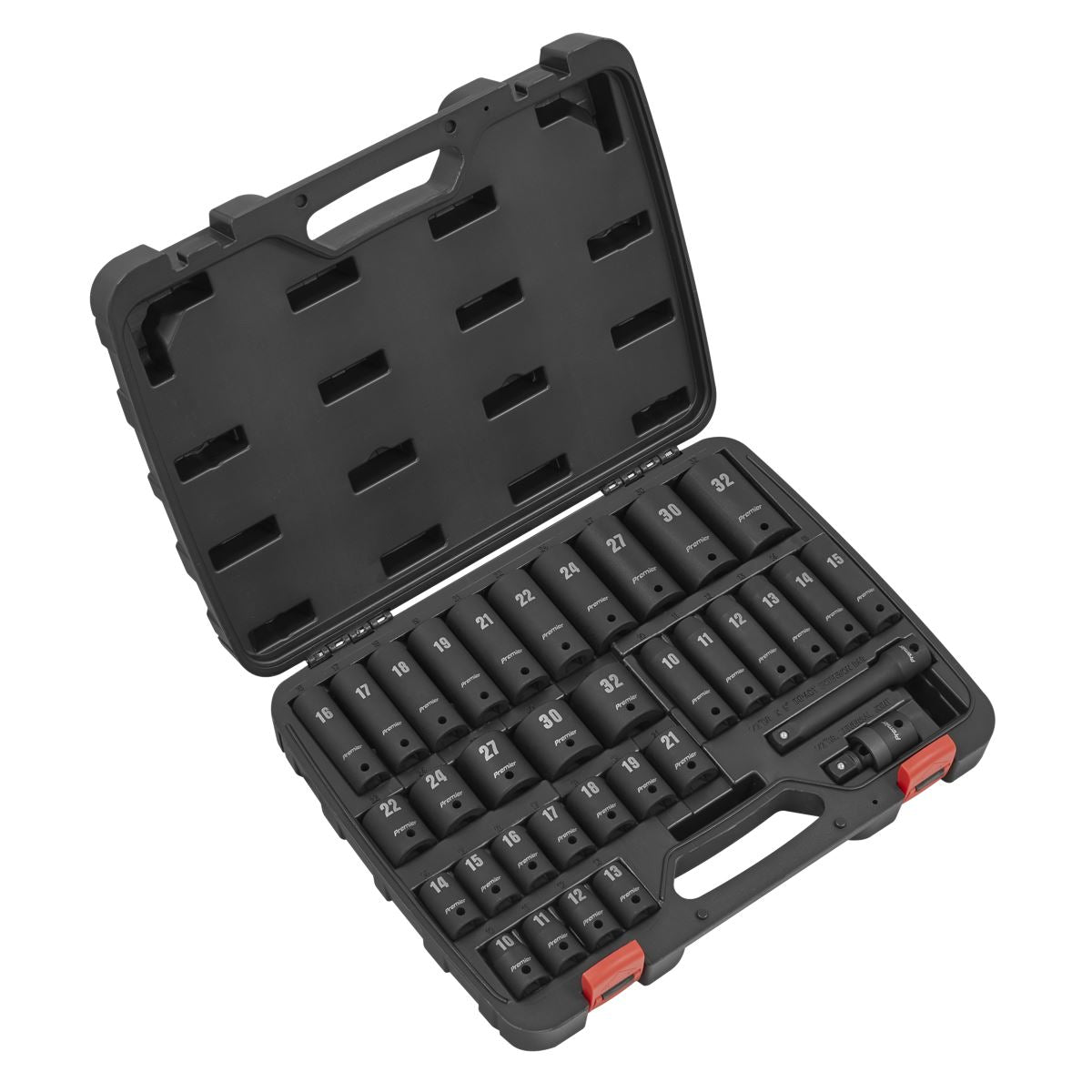 Sealey Metric Impact Socket Set 34pc 1/2"D Deep And Standard Length AK5634M