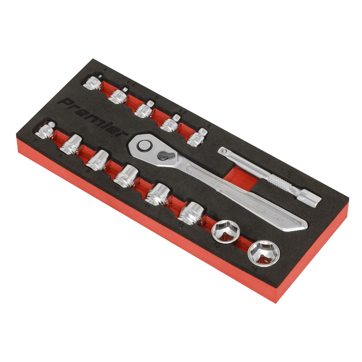 Sealey Low Profile Metric Socket Set 15pc 1/4"D Platinum Series AK5783