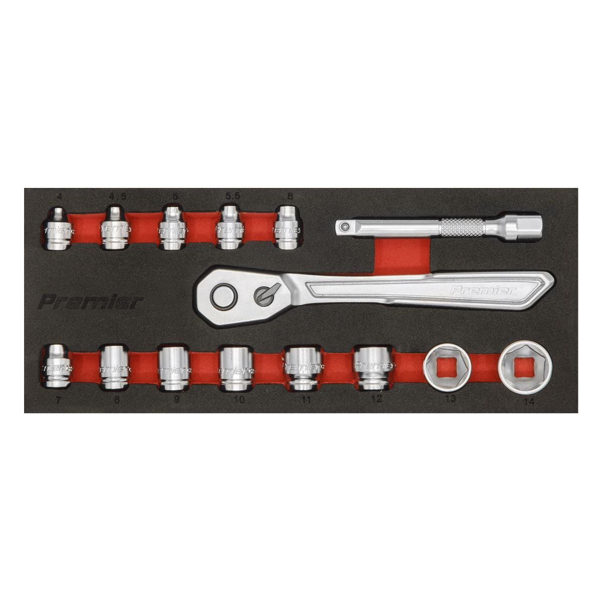 Sealey Low Profile Metric Socket Set 15pc 1/4"D Platinum Series AK5783