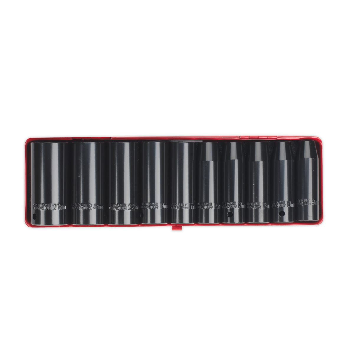Sealey Metric Impact Socket Set 10pc 1/2"Sq Drive Deep Single Hex AK58/11M