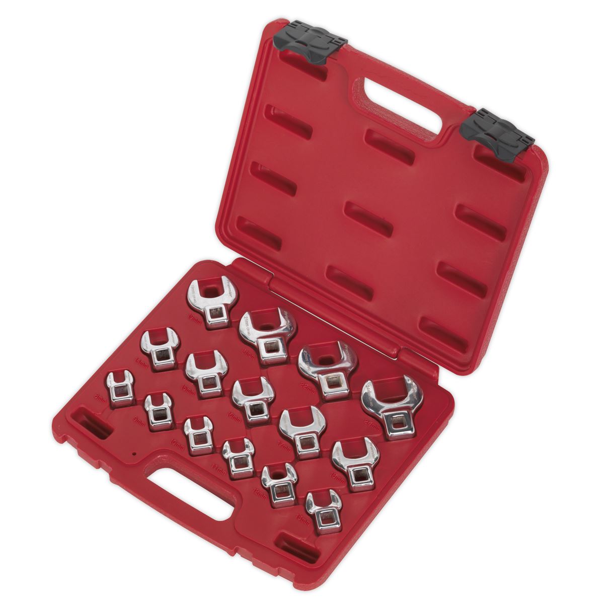 Sealey Crow's Foot Open-End Spanner Set 15pc 3/8"Sq Drive Metric AK59891