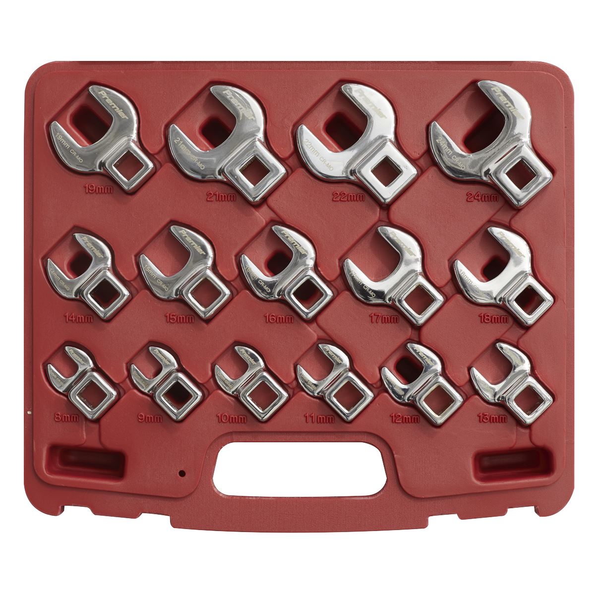 Sealey Crow's Foot Open-End Spanner Set 15pc 3/8"Sq Drive Metric AK59891
