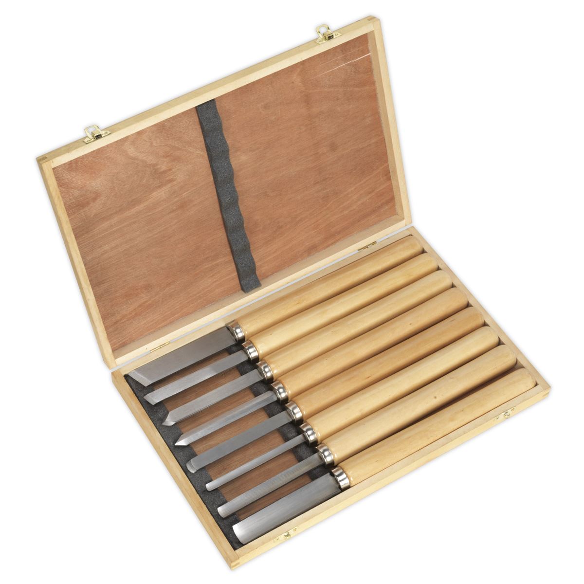 Sealey Wood Turning Chisel Set 8pc Softwood Handles Steel Shafts & TipsAK60/8