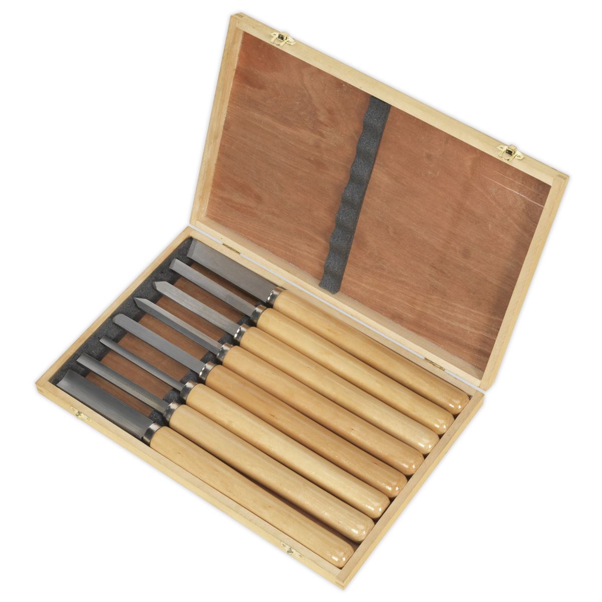 Sealey Wood Turning Chisel Set 8pc Softwood Handles Steel Shafts & TipsAK60/8