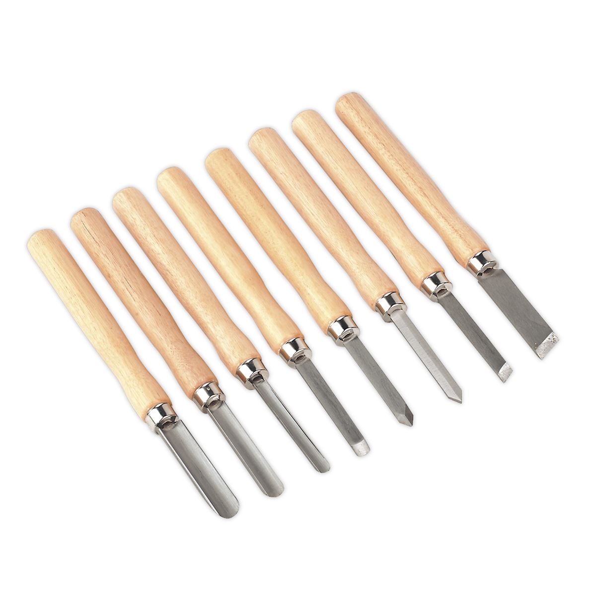 Sealey Wood Turning Chisel Set 8pc Softwood Handles Steel Shafts & TipsAK60/8