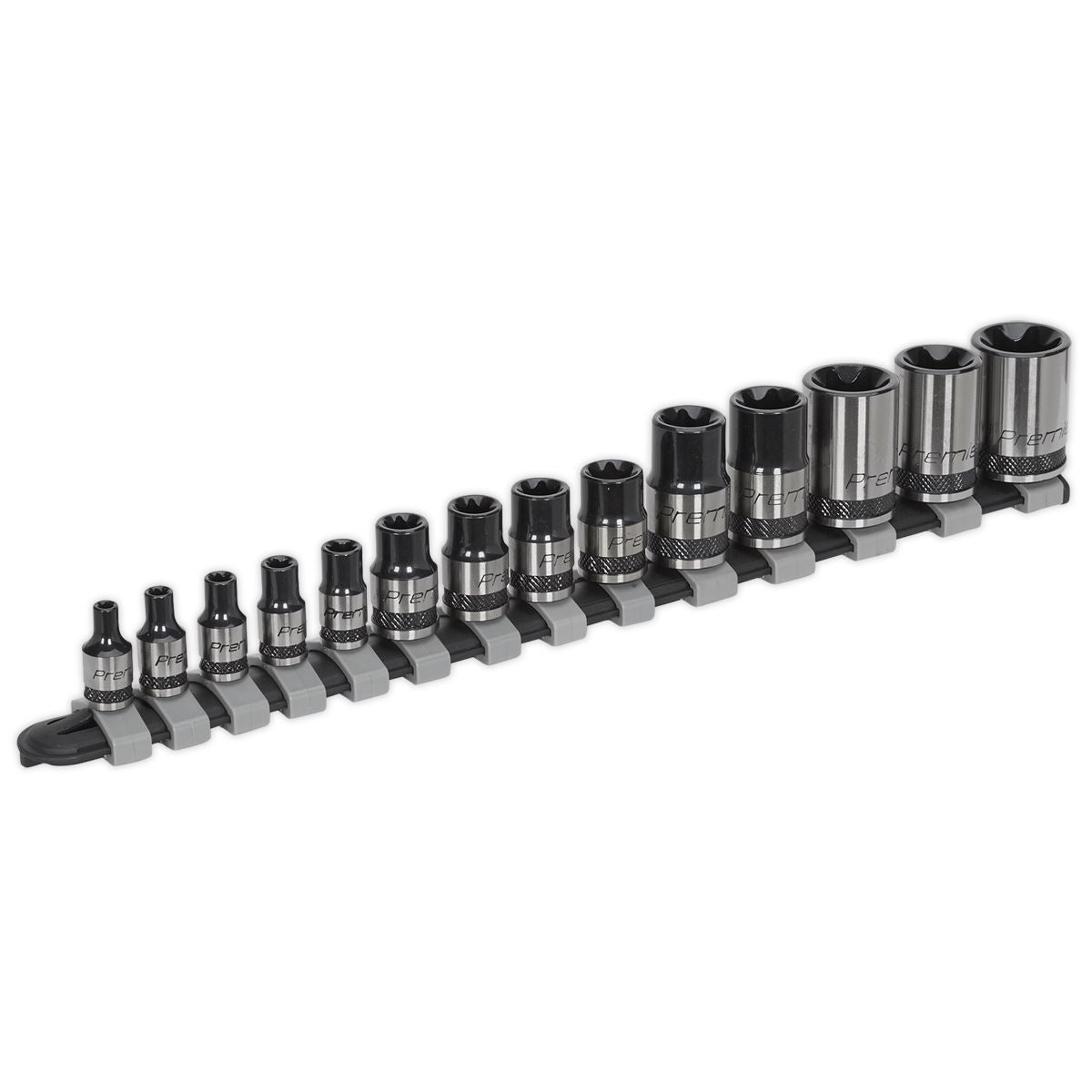Sealey Torx Star Socket Set 14pc 1/4" 3/8" & 1/2"Sq Drive E4-E24 Black AK618B