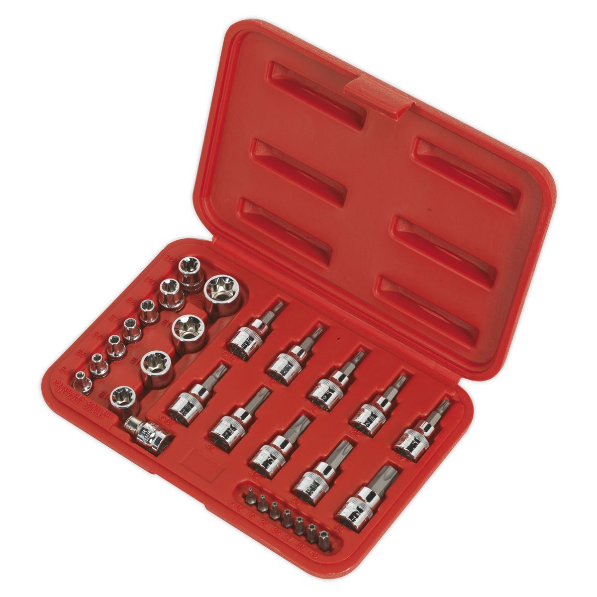 Sealey TRX-Star* Socket & Security Bit Set 29pc 1/4"Sq & 3/8"Sq Drive AK6193