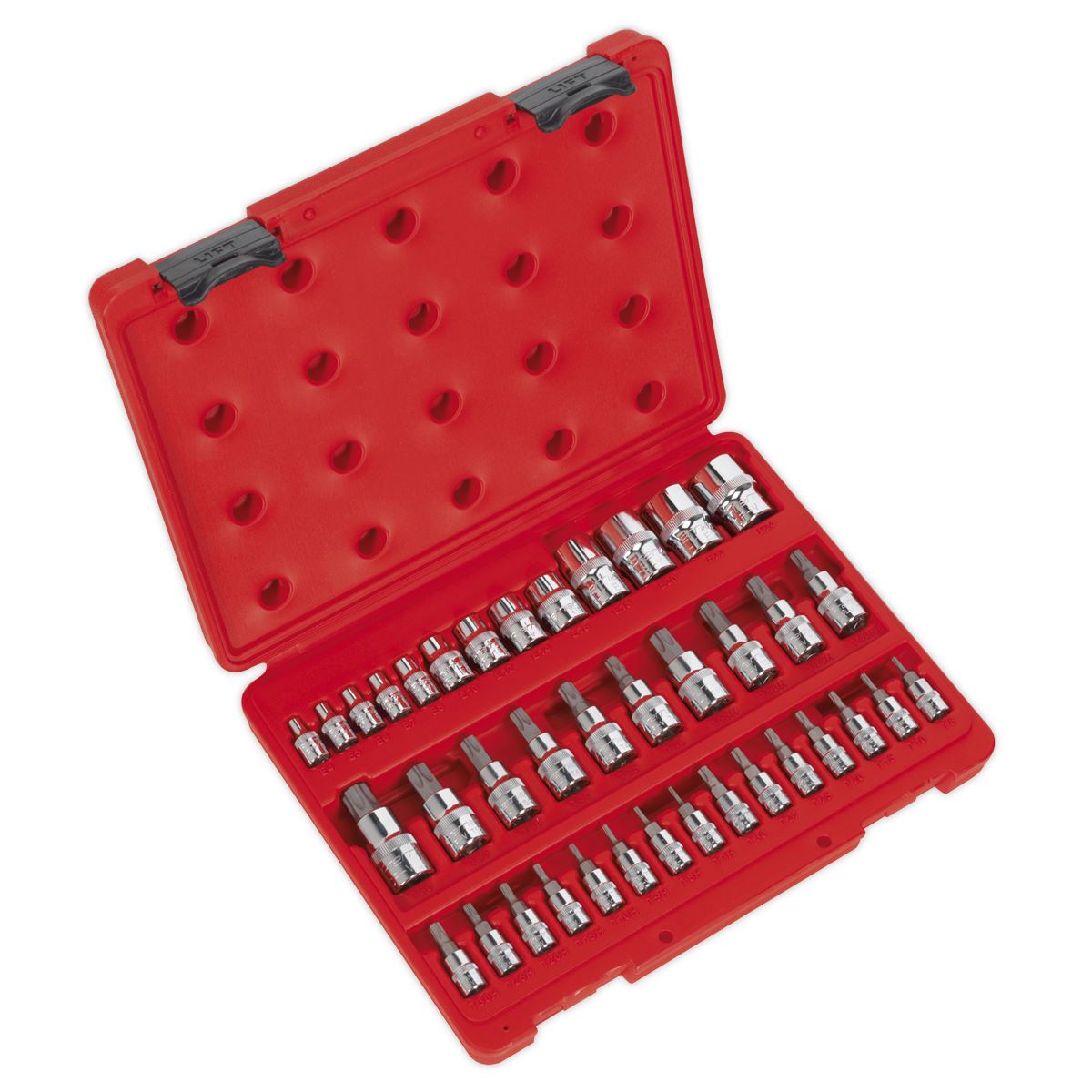 Sealey TRX-Star* Socket & Security Socket Bit Set 38pc 1/4", 3/8" & 1/2"Sq Drive AK6197