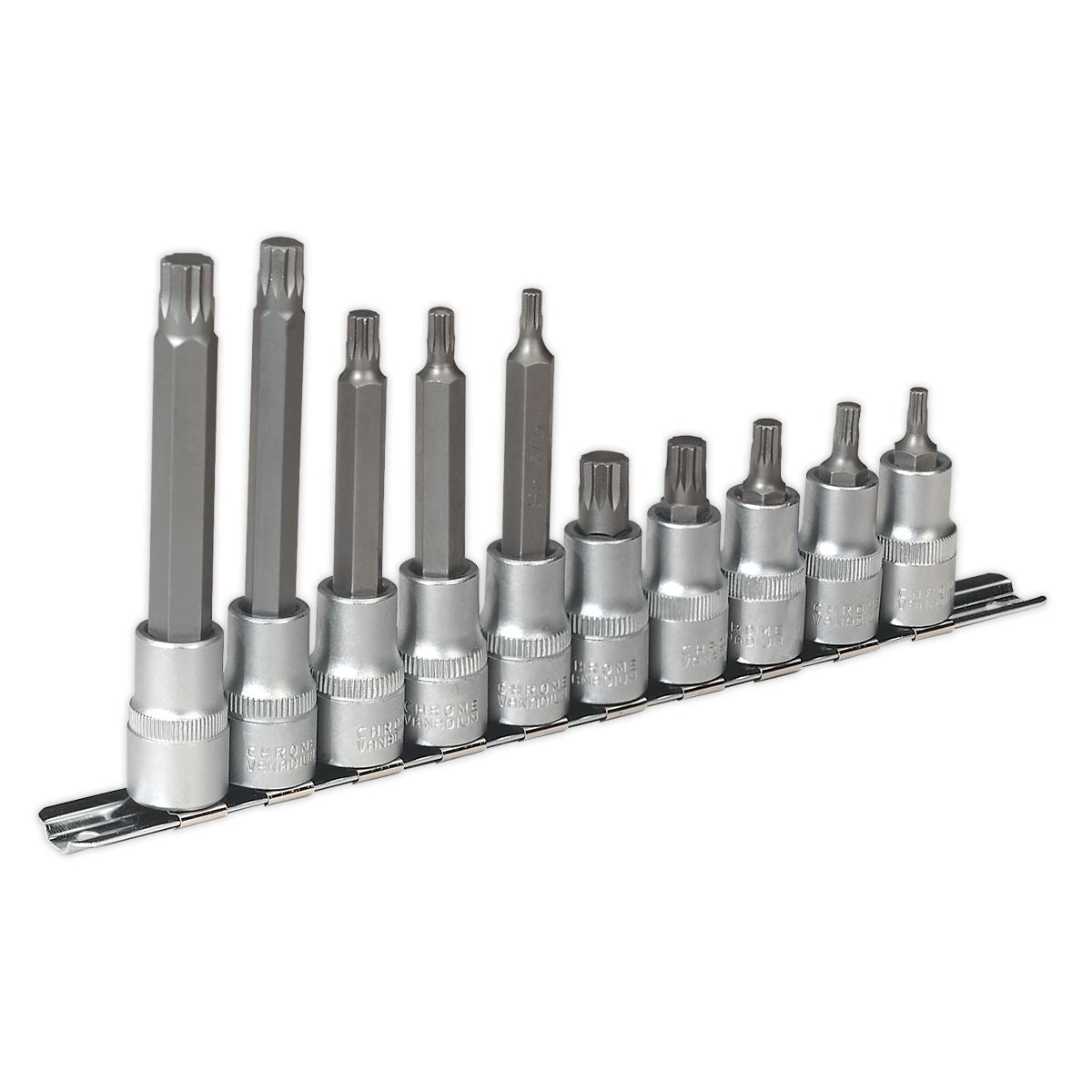 Sealey Spline Socket Bit Set 10pc 1/2"Sq Drive AK6215