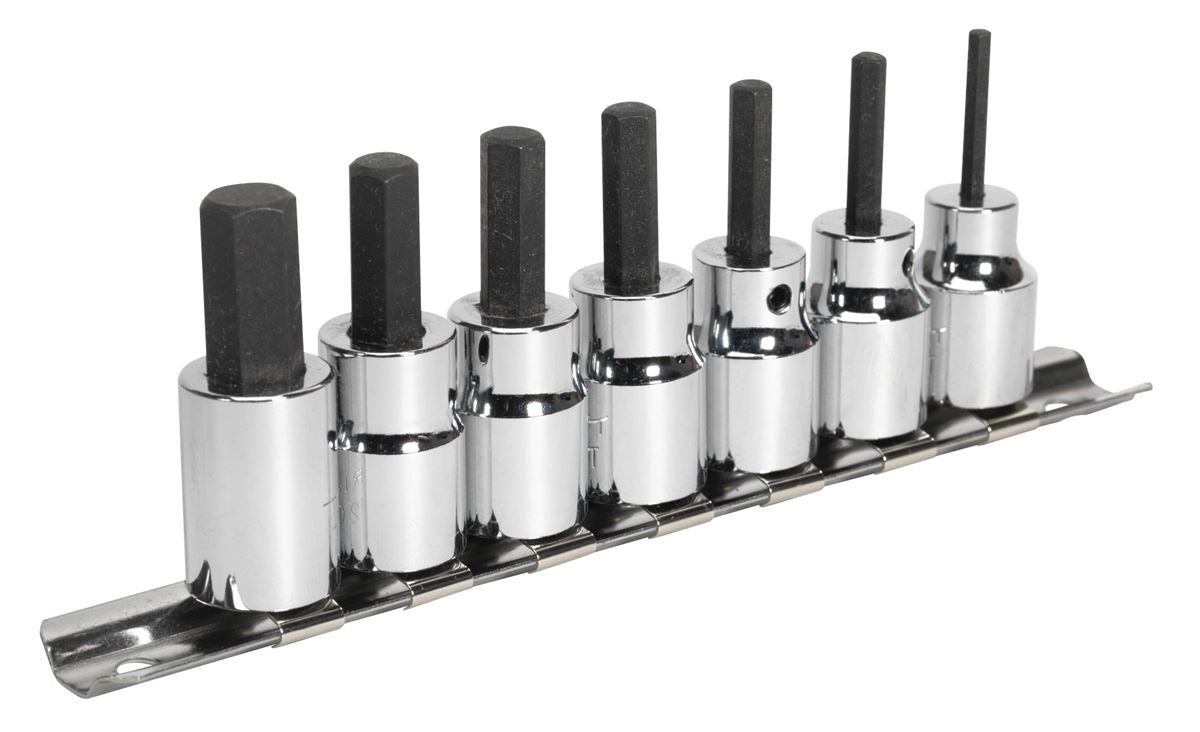 Sealey Hex Socket Bit Set 7pc 3/8"Sq Drive Metric AK62253