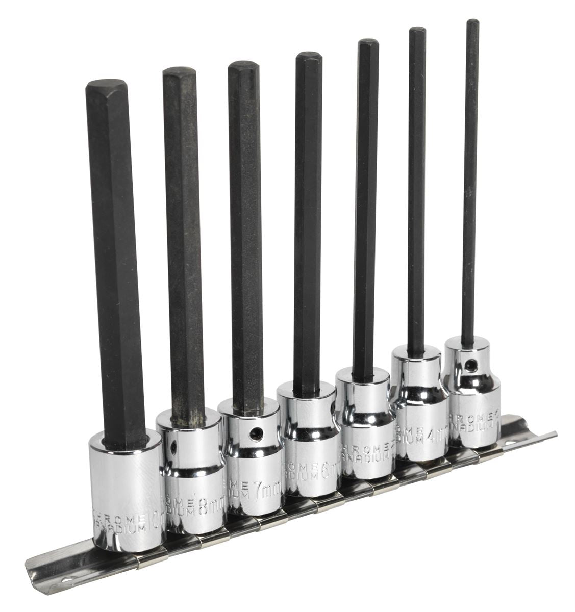 Sealey Hex Socket Bit Set 7pc 3/8"Sq Drive 110mm Metric AK62254