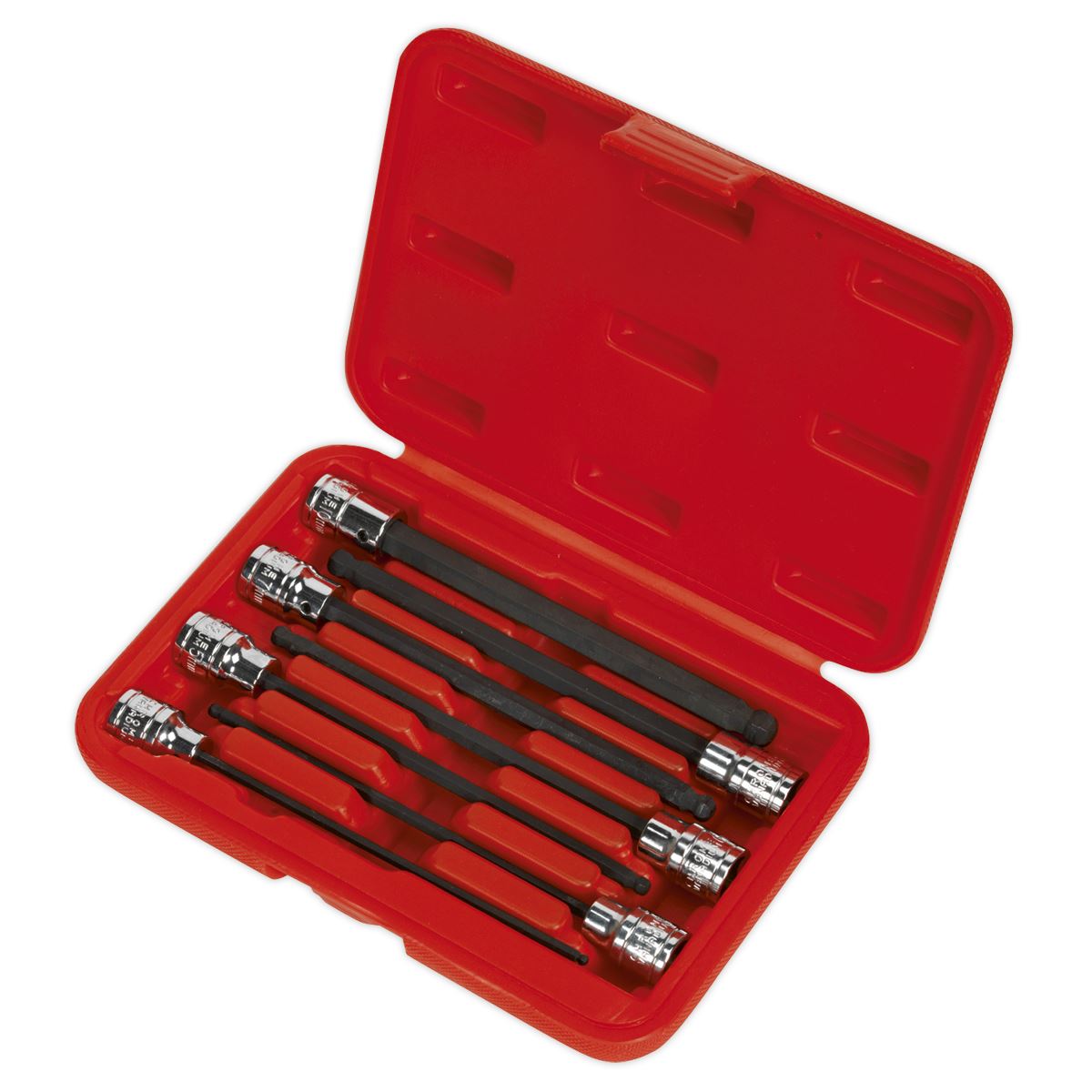 Sealey Ball-End Hex Socket Bit Set 7pc 3/8"Sq Drive 150mm Metric AK62257