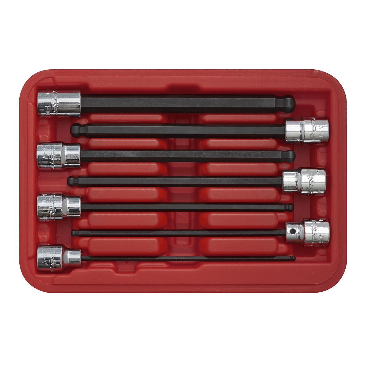 Sealey Ball-End Hex Socket Bit Set 7pc 3/8"Sq Drive 150mm Metric AK62257