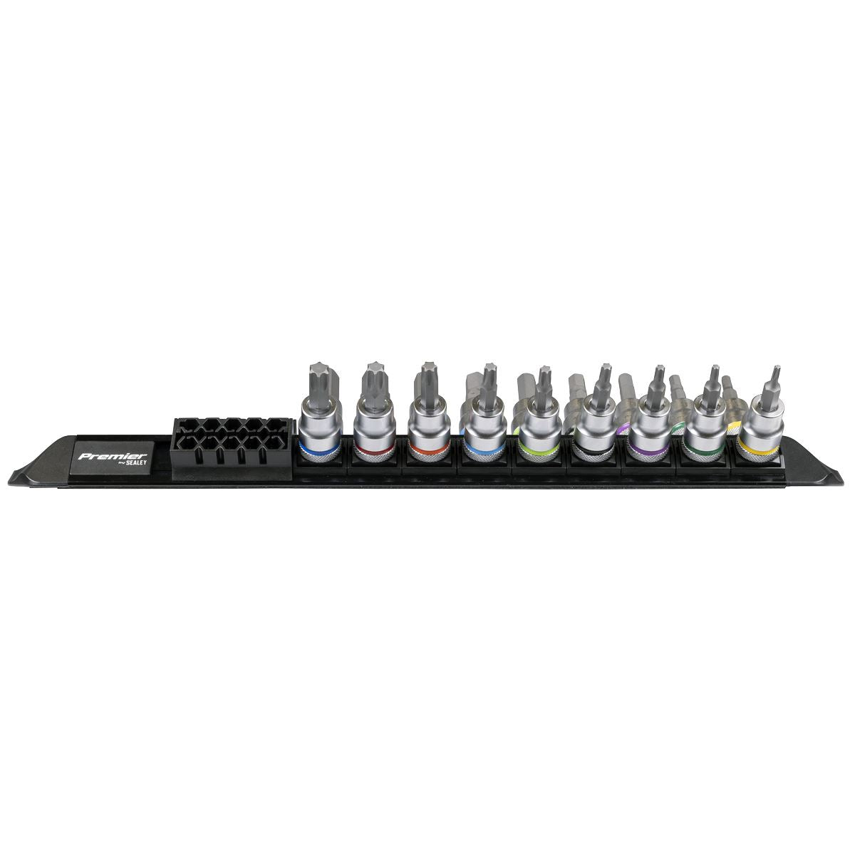 Sealey Premier Hex & Torx Star Socket Bit Set 3/8"D 18pc On A Rail AK6252