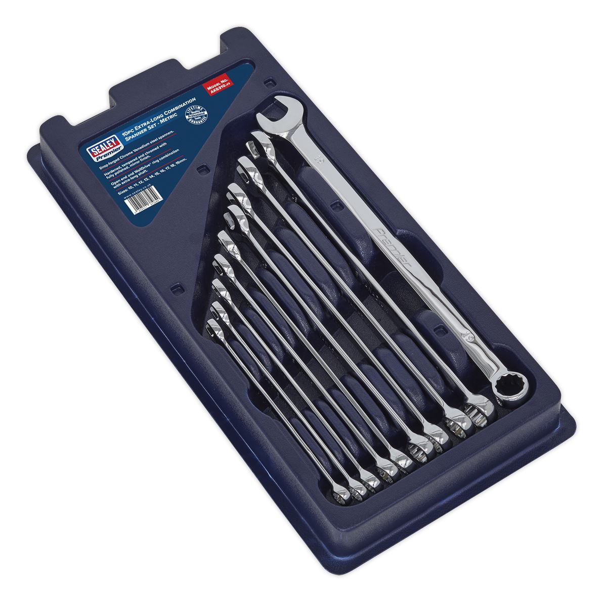 Sealey Combination Spanner Set 10pc Extra-Long Metric AK6310