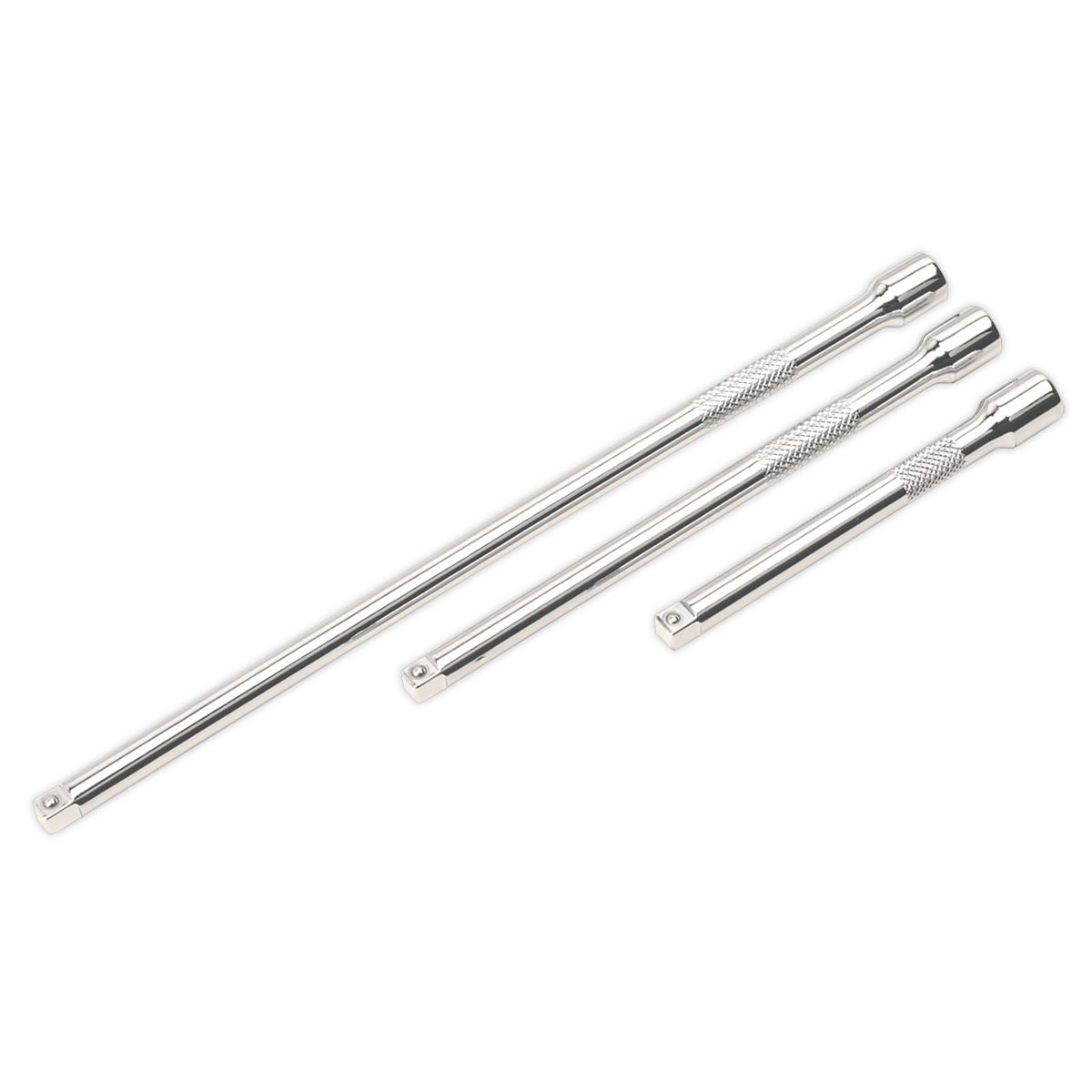Sealey Extension 1/4"Sq Drive Bar Set 3pc Chrome Plated AK6330