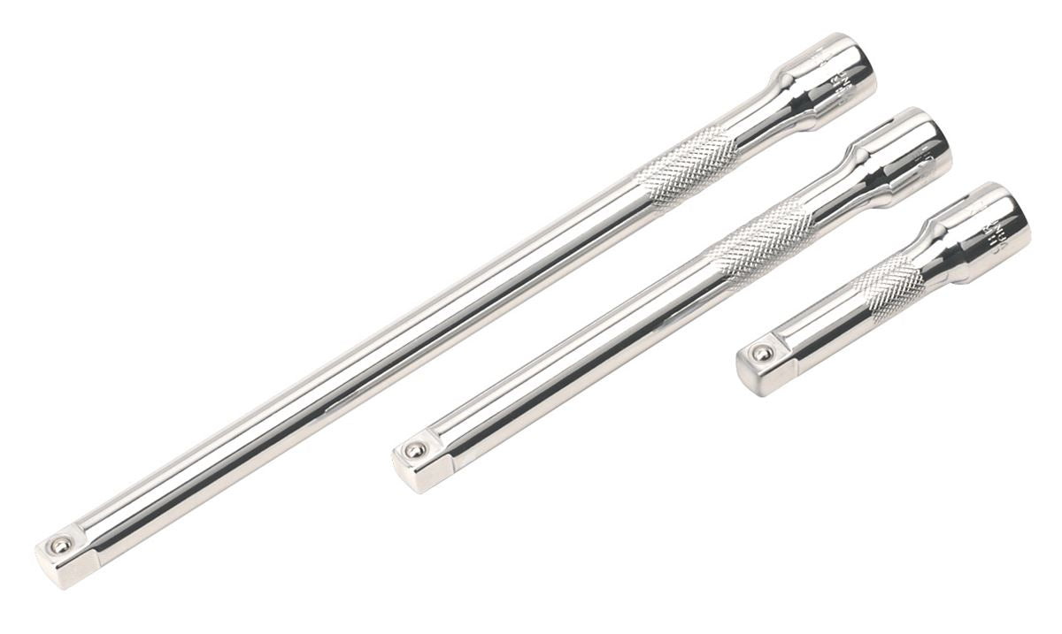 Sealey 3/8"Sq Drive Extension Bar Set 3pc 75 150 225mm Mirror Finish AK6340