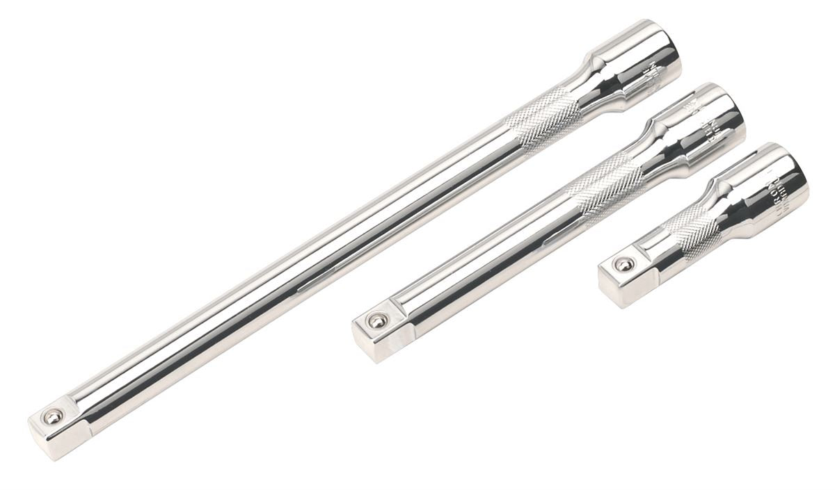 Sealey Extension Bar Set 3pc 1/2"Sq Drive Sizes 75, 150, 225mm AK6350