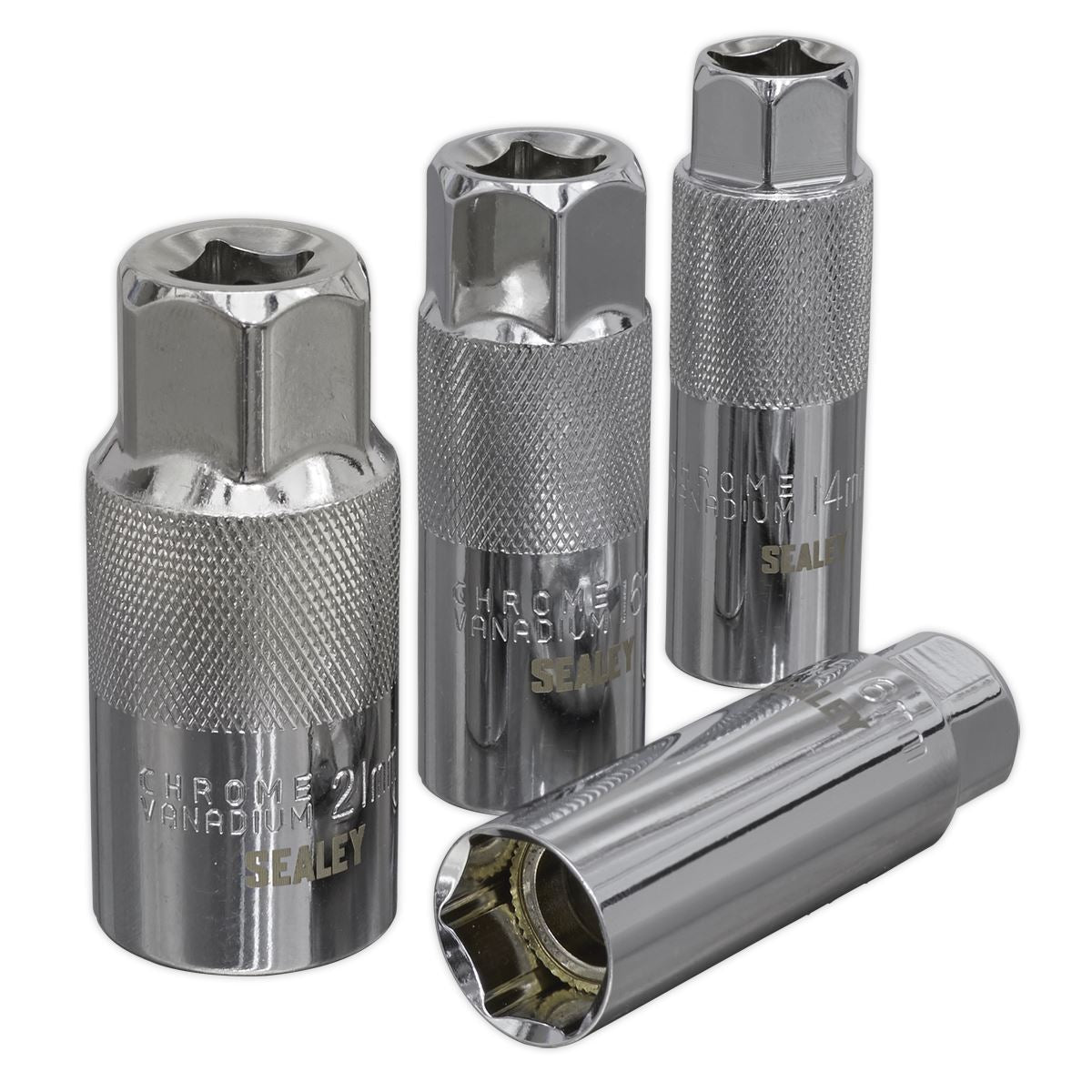 Sealey Magnetic Metric Spark Plug Socket Set 4pc 3/8"Sq Drive Boxed AK65561