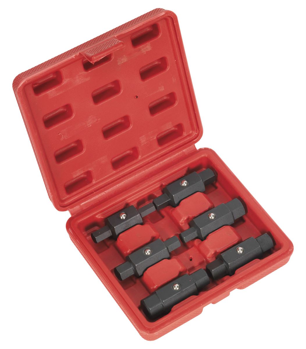 Sealey Oil Drain Plug Key Set 6pc Double End AK658