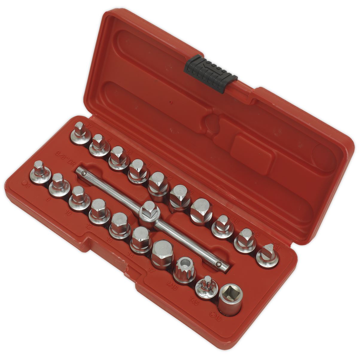 Sealey Oil Drain Plug Key Set 21pc 3/8"Sq Drive AK6586