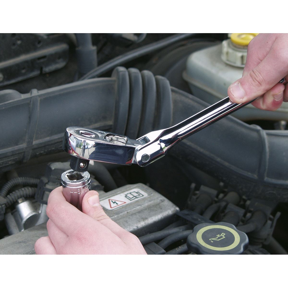 Sealey 1/2"D Pear Head Flip Reverse Ratchet Wrench Flexi-Head 445mm AK662F