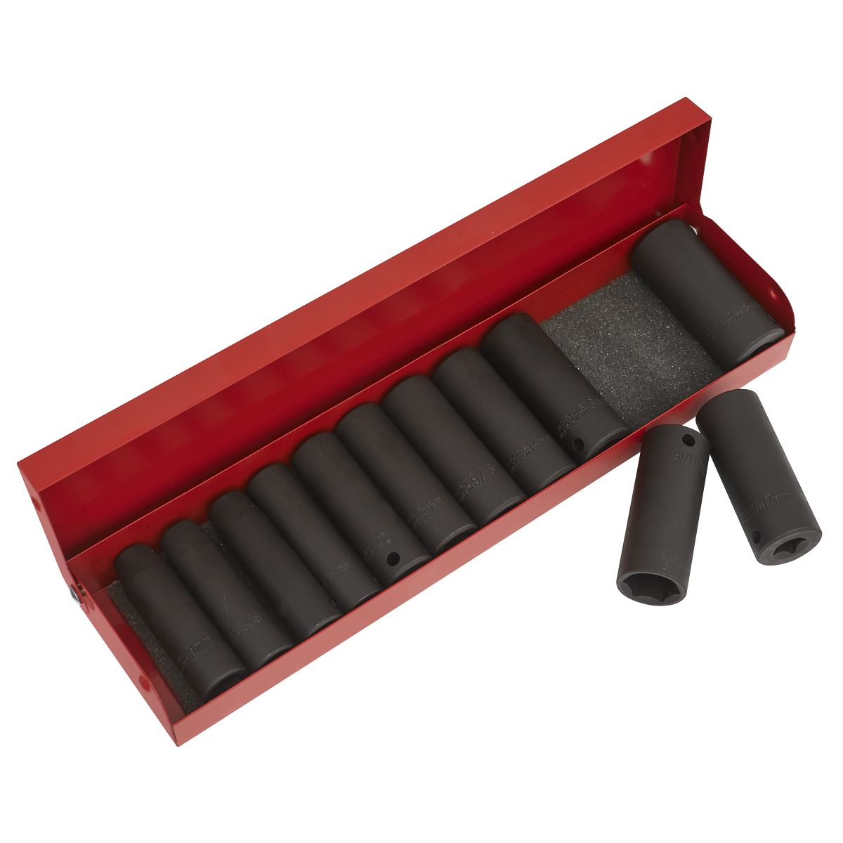 Sealey Metric Imperial Deep Impact Socket Set 12pc 3/8"D Single Hex AK683