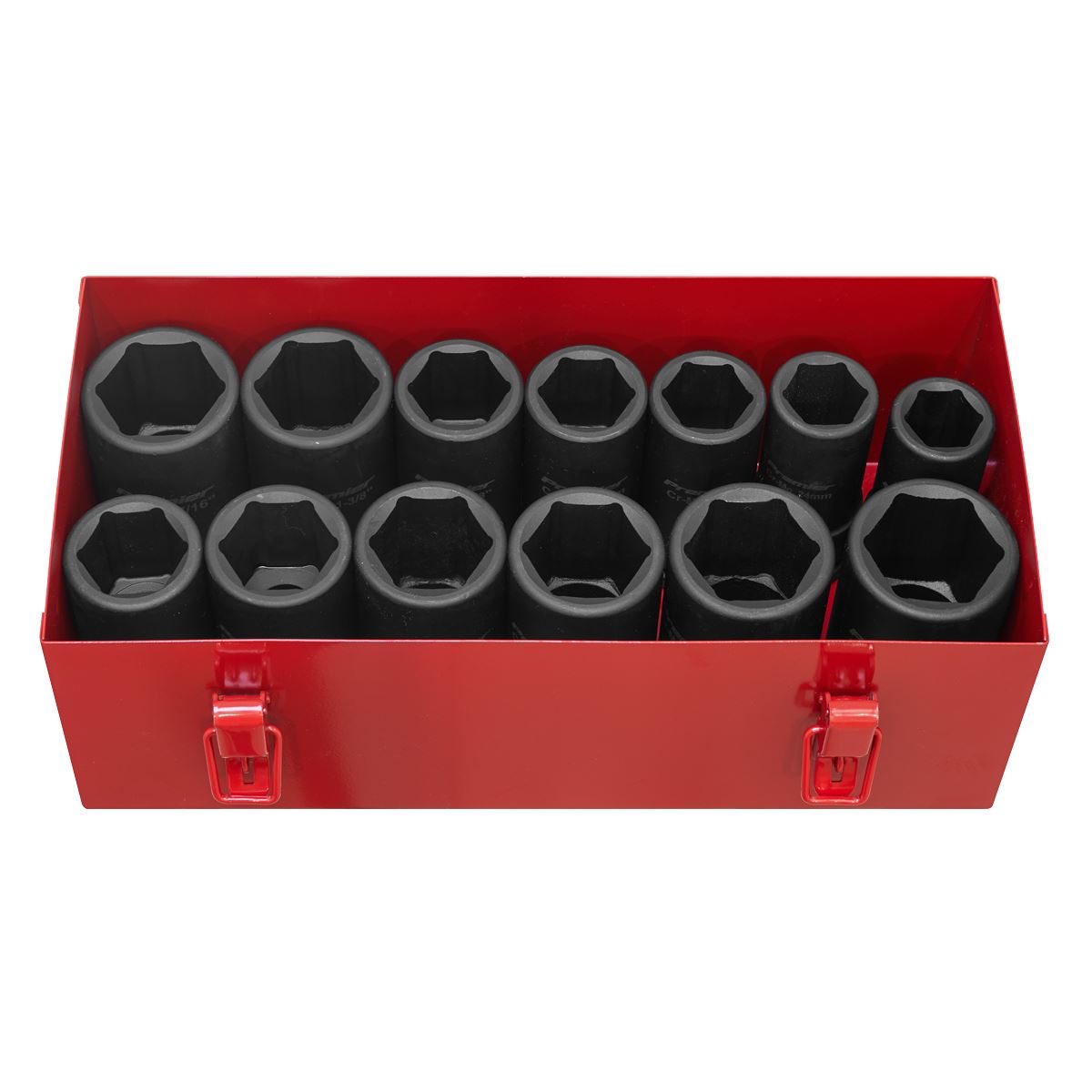 Sealey Metric Imperial Deep Impact Socket Set 13pc Deep 3/4"D Single Hex AK687