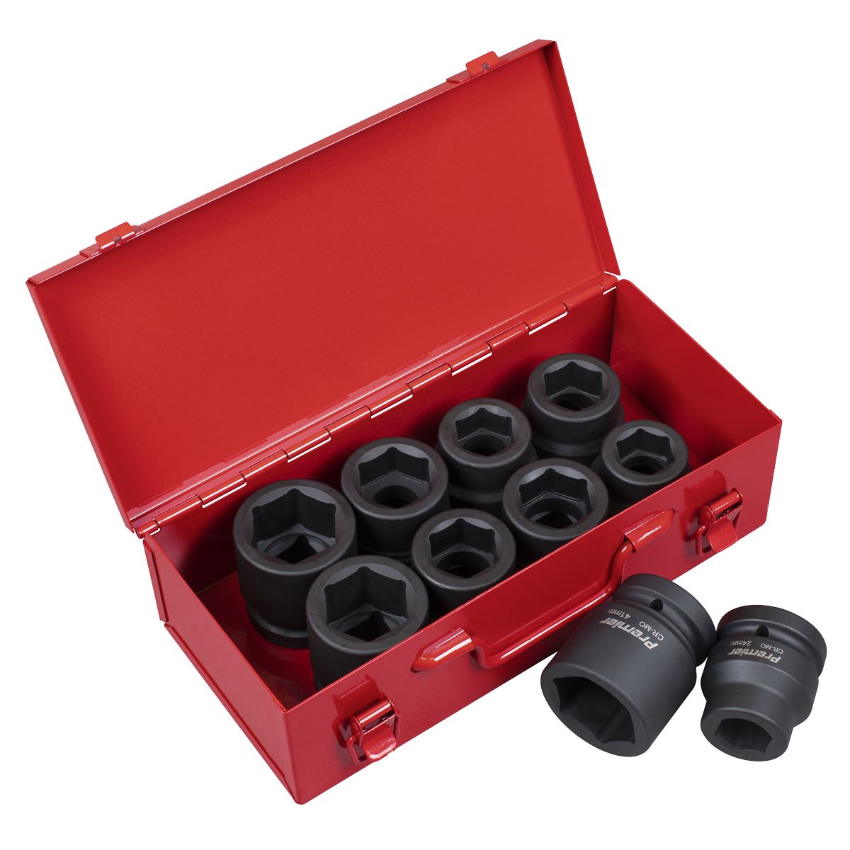 Sealey Metric Imperial Standard Impact Socket Set 10pc 1"D Single Hex AK688