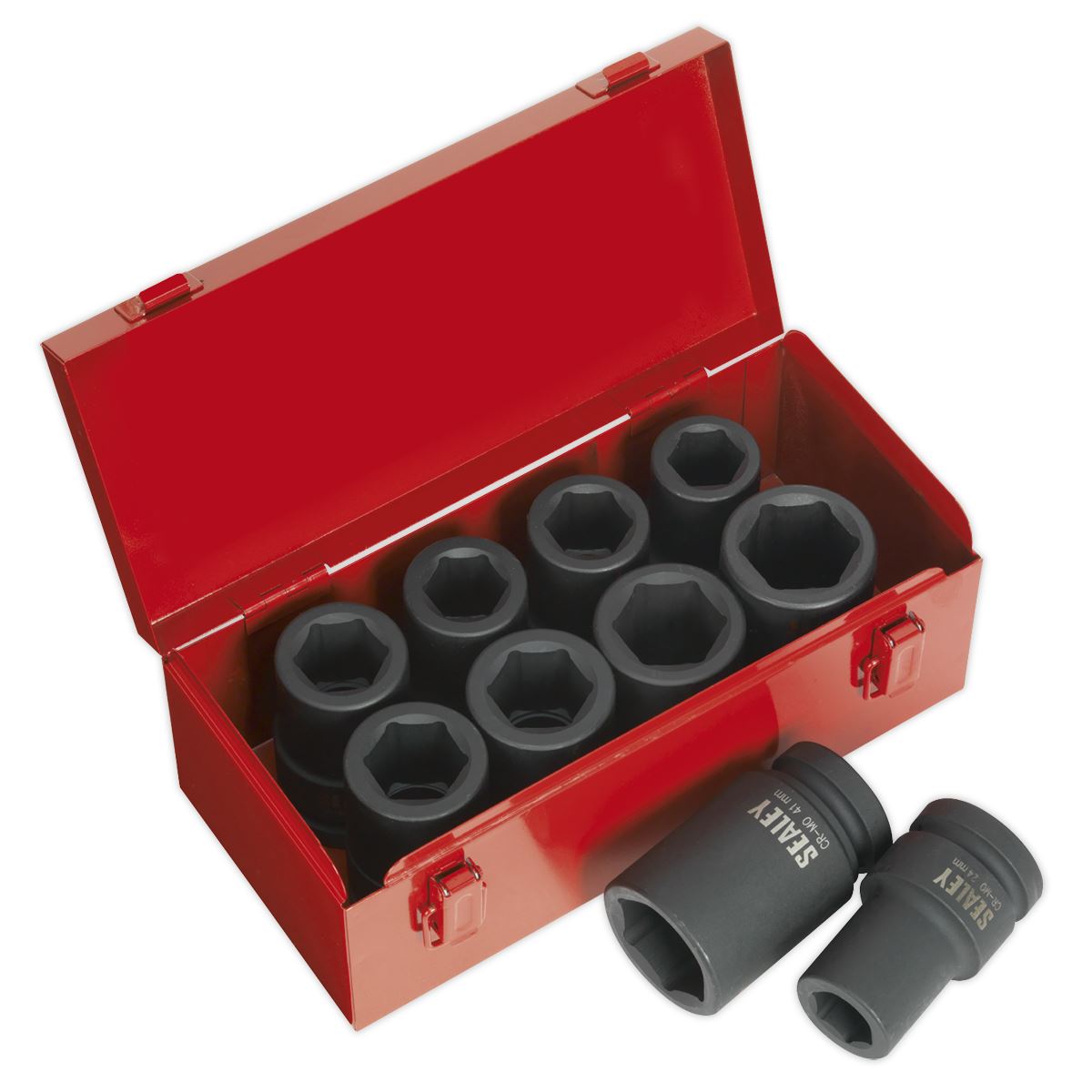 Sealey Metric Imperial Deep Impact Socket Set 10pc 1"D Single Hex AK689