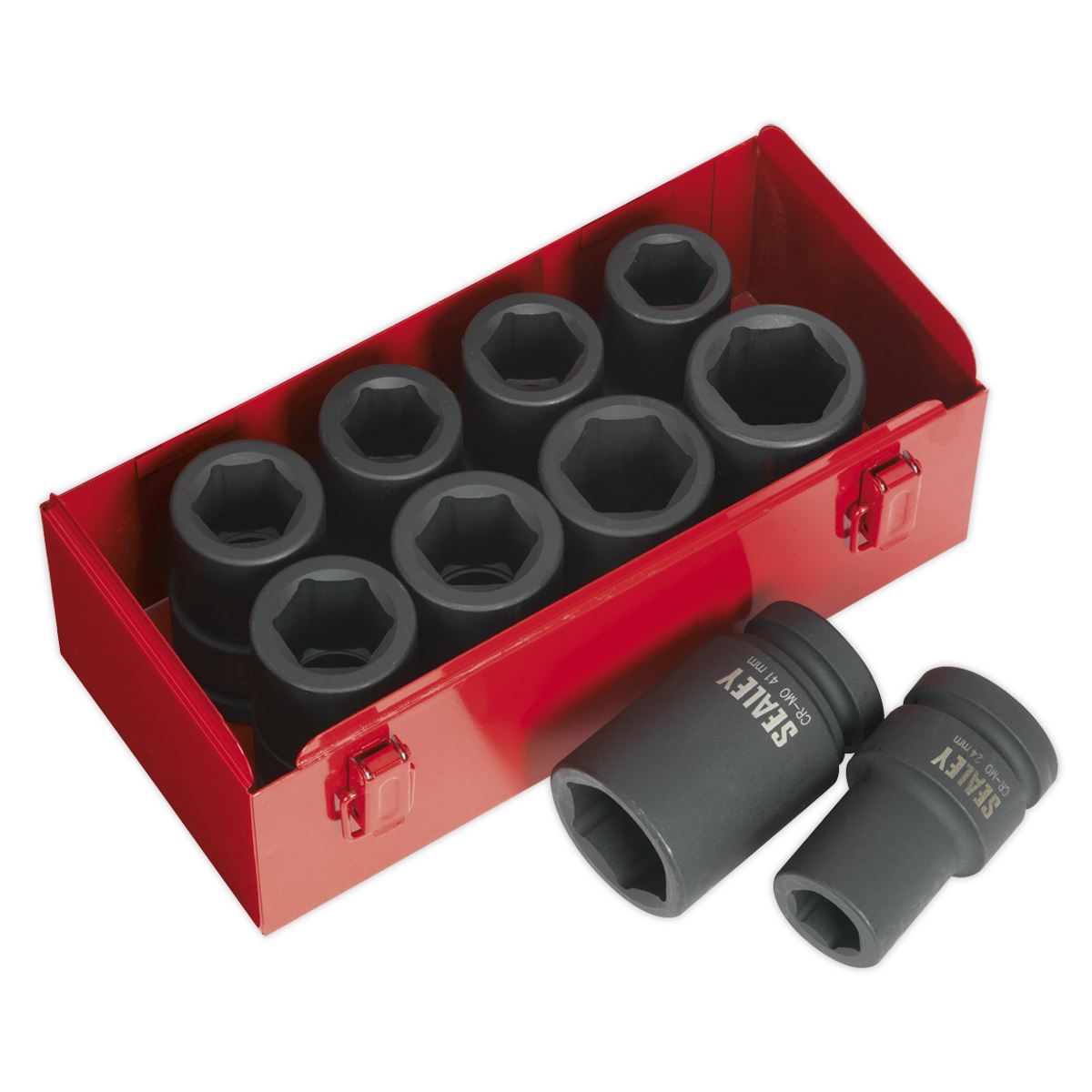 Sealey Metric Imperial Deep Impact Socket Set 10pc 1"D Single Hex AK689