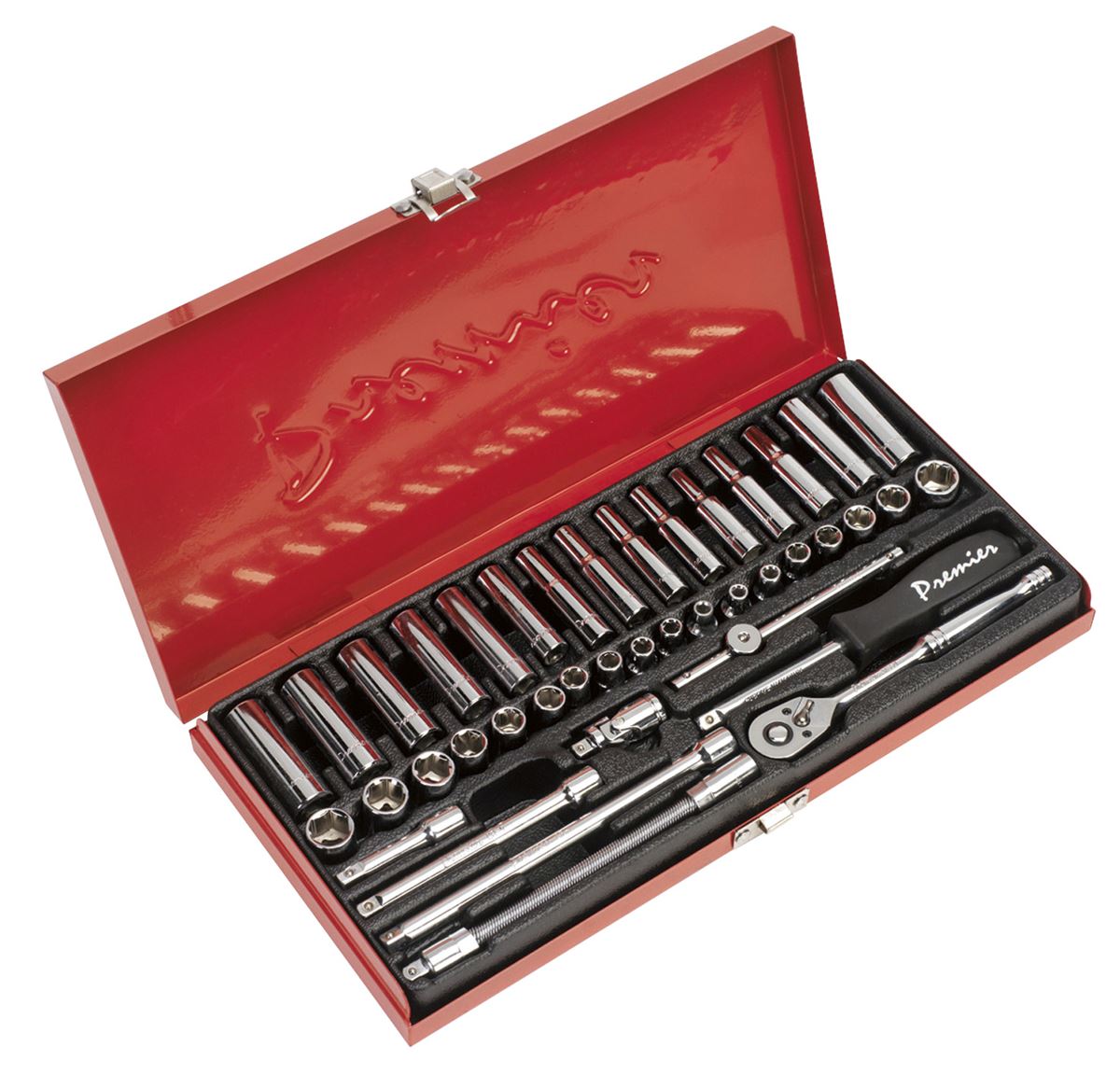 Sealey Metric Imperial Socket Set 41pc 1/4"Sq Drive 6pt Deep And Standard AK690
